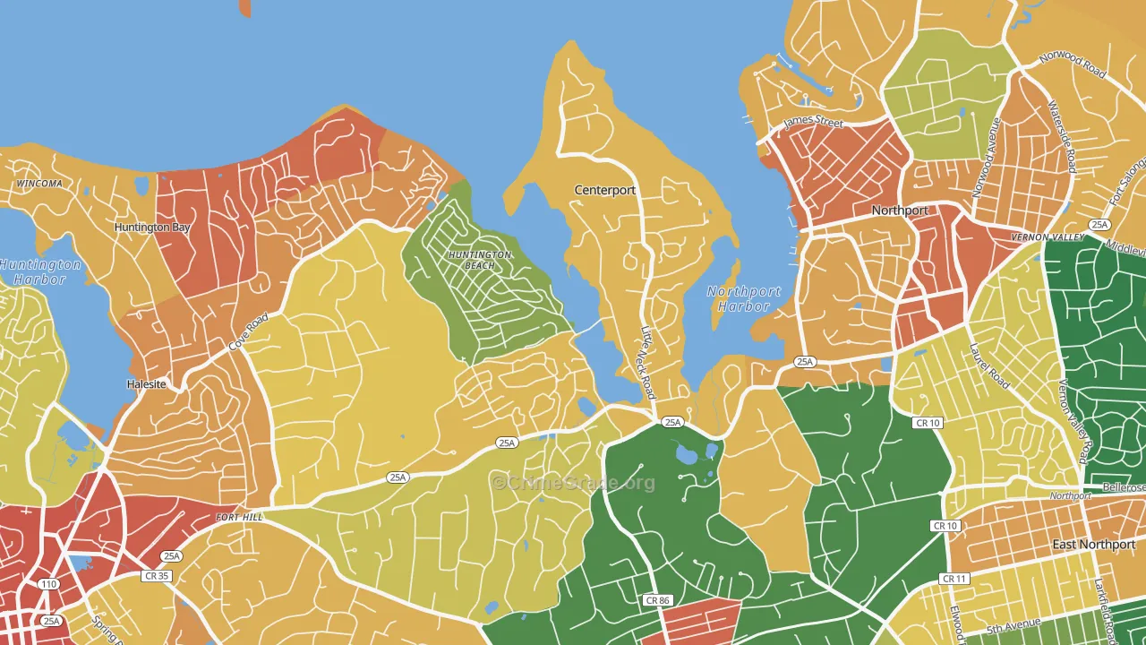 Centerport, NY Map of Theft Rates