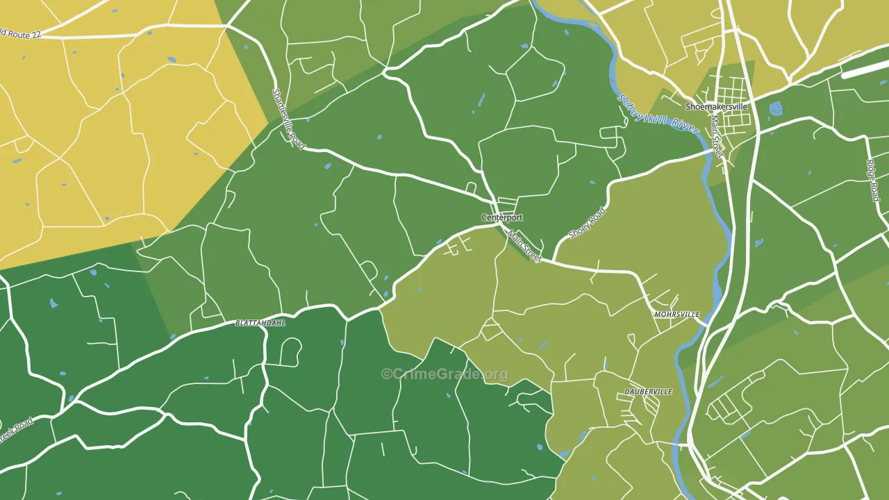 Centerport, PA Map of Theft Rates
