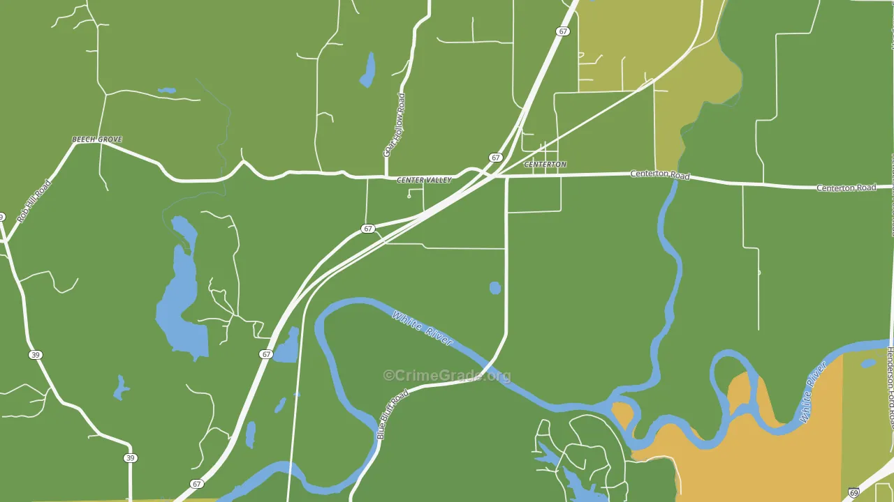Centerton, IN Map of Theft Rates