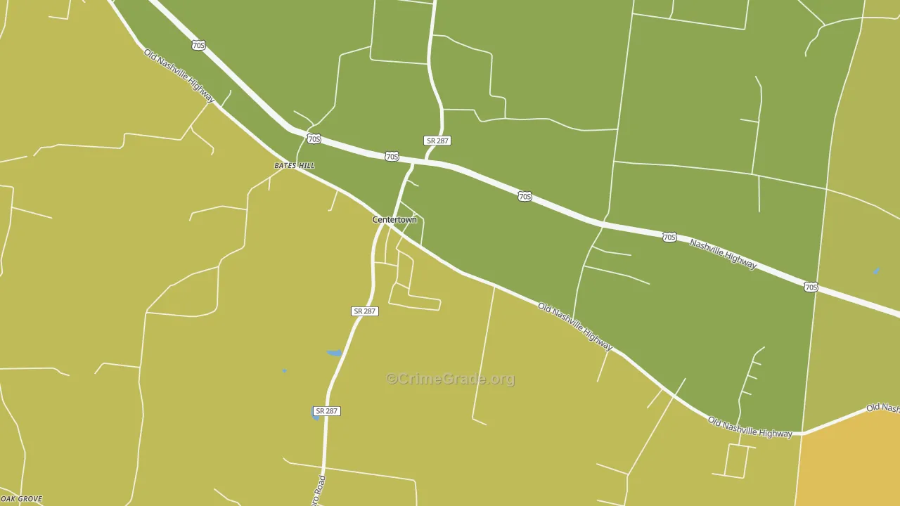 Centertown, TN Map of Theft Rates