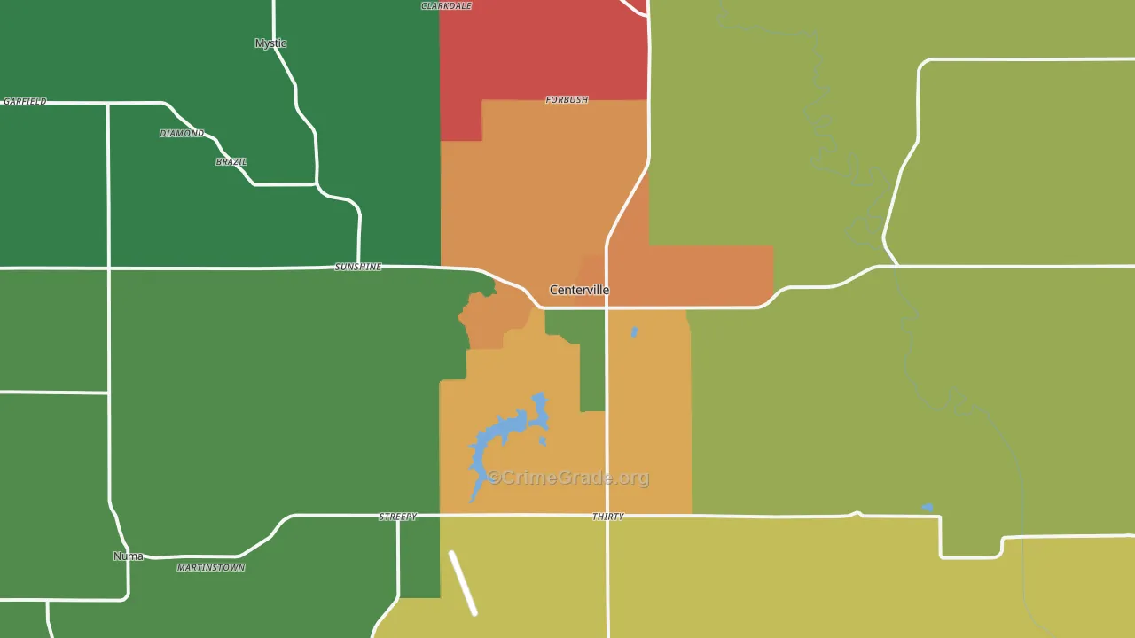 Centerville, IA Map of Theft Rates