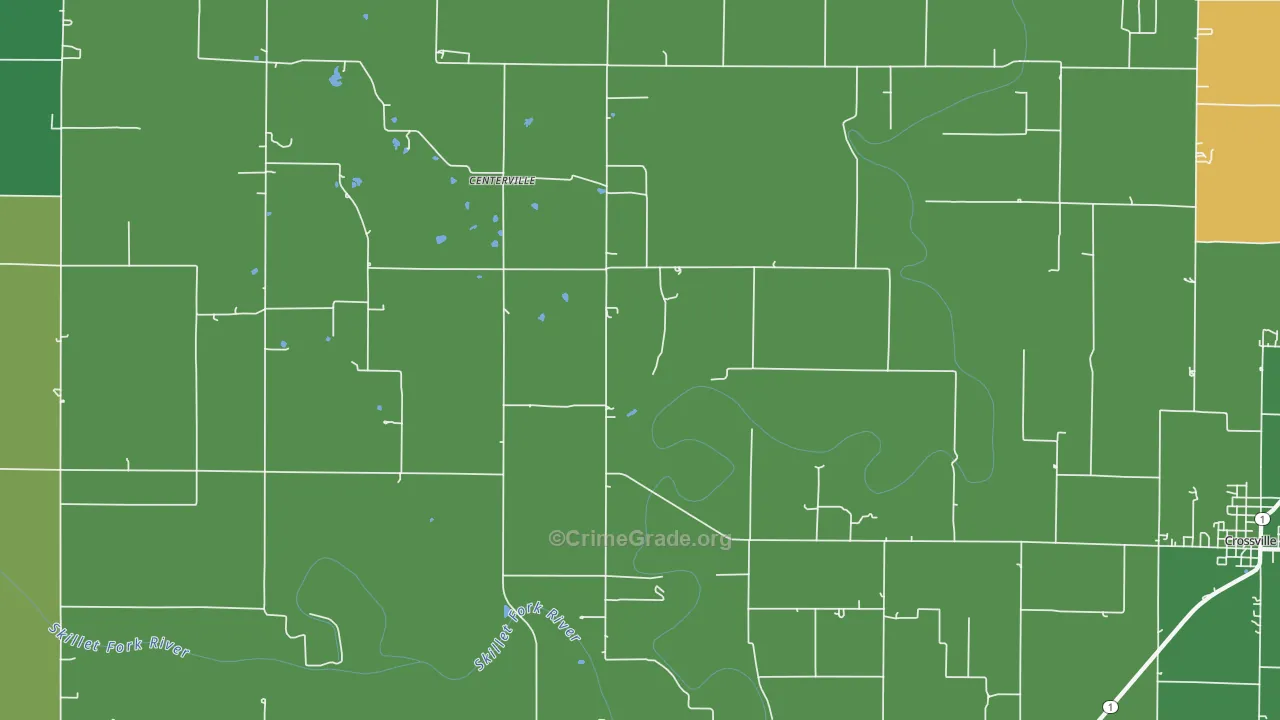 Centerville, IL Map of Theft Rates