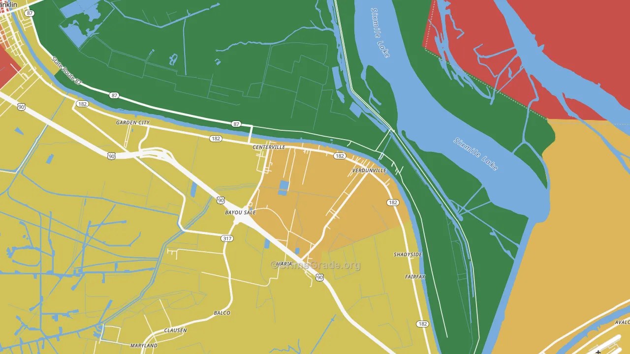 Centerville, LA Map of Theft Rates