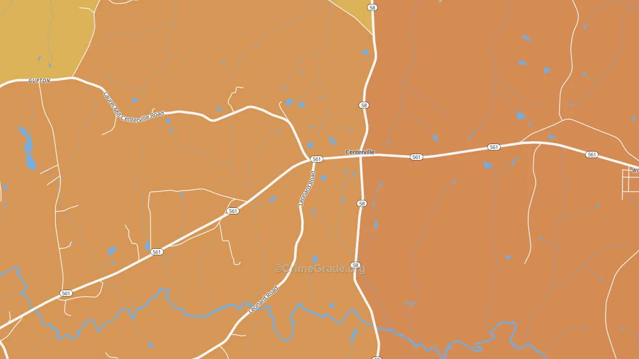 Centerville, NC Map of Theft Rates