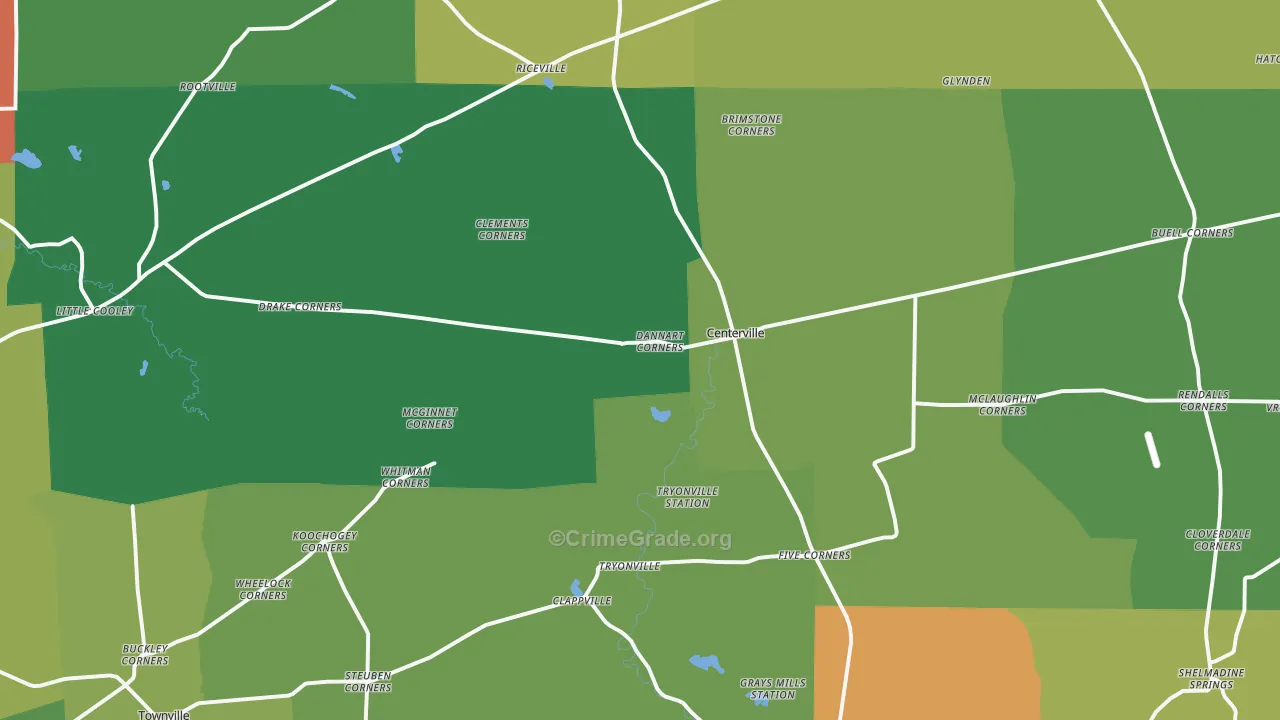 Centerville, PA Map of Theft Rates
