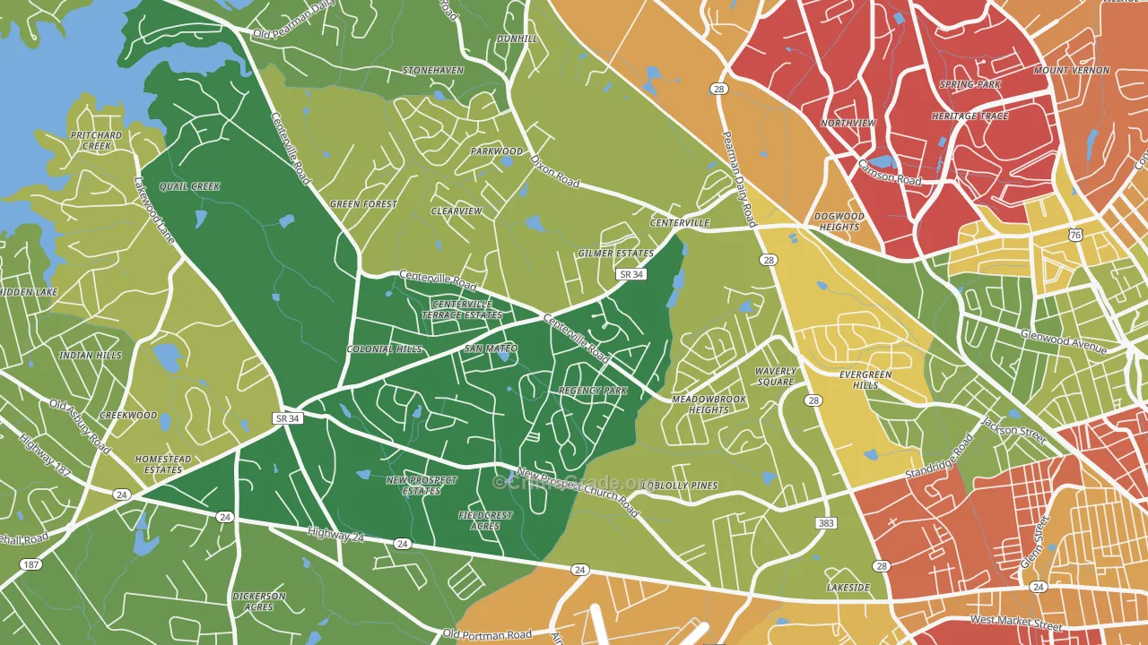 Centerville, SC Map of Theft Rates