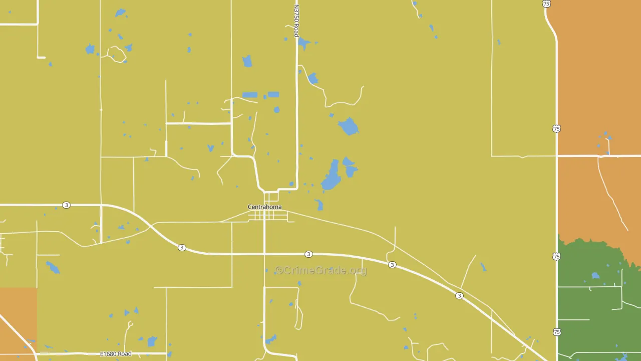 Centrahoma, OK Map of Theft Rates