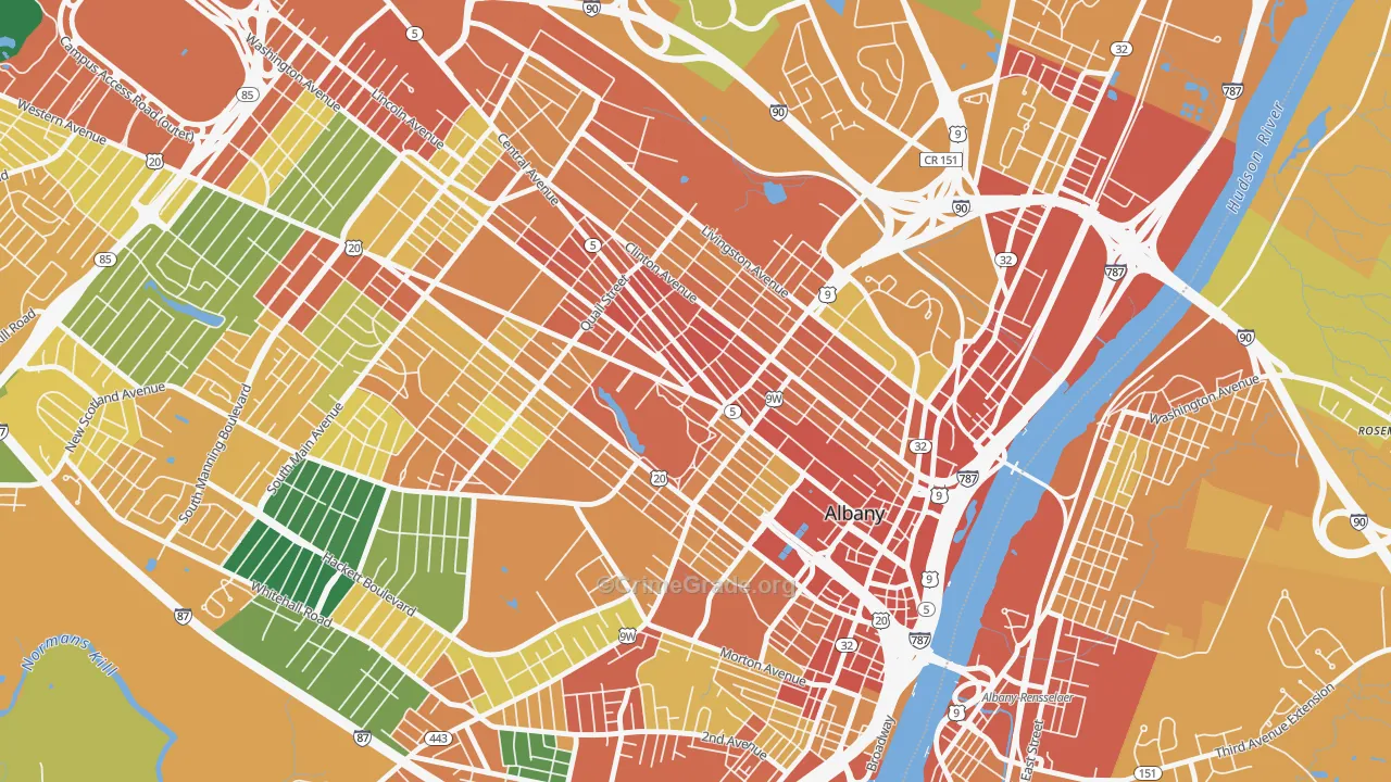 Central Ave, Albany, NY Map of Theft Rates