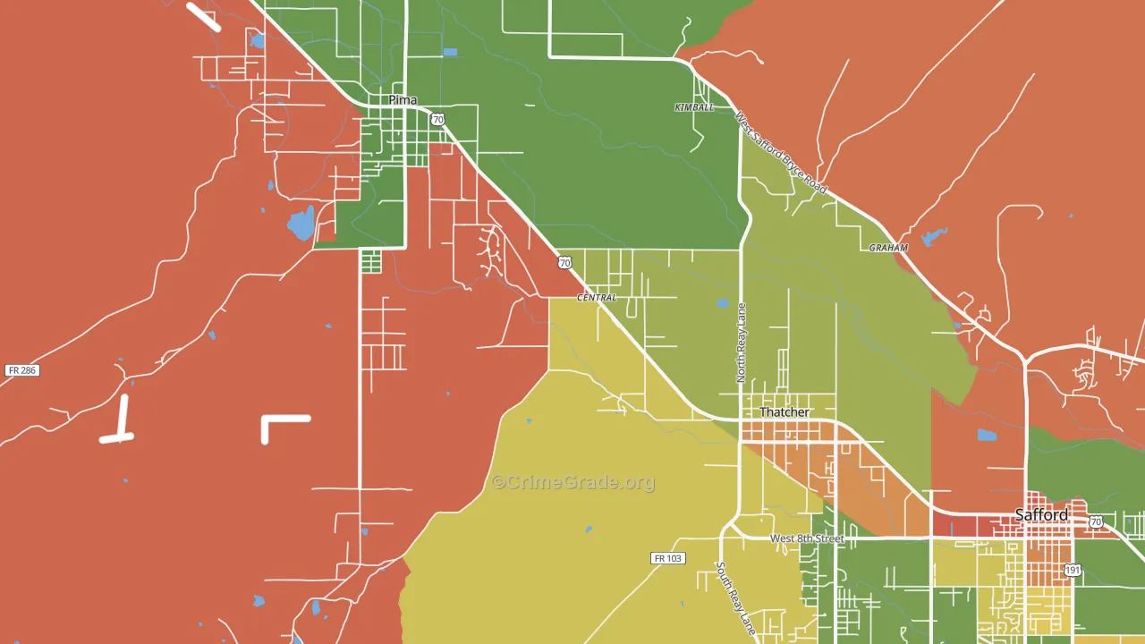 Central, AZ Map of Theft Rates