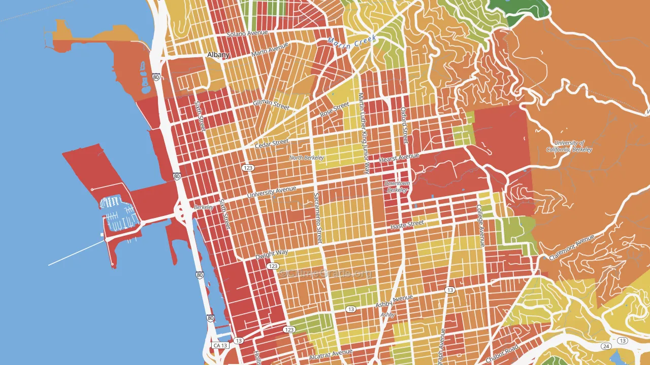 Central Berkeley, Berkeley, CA Map of Theft Rates