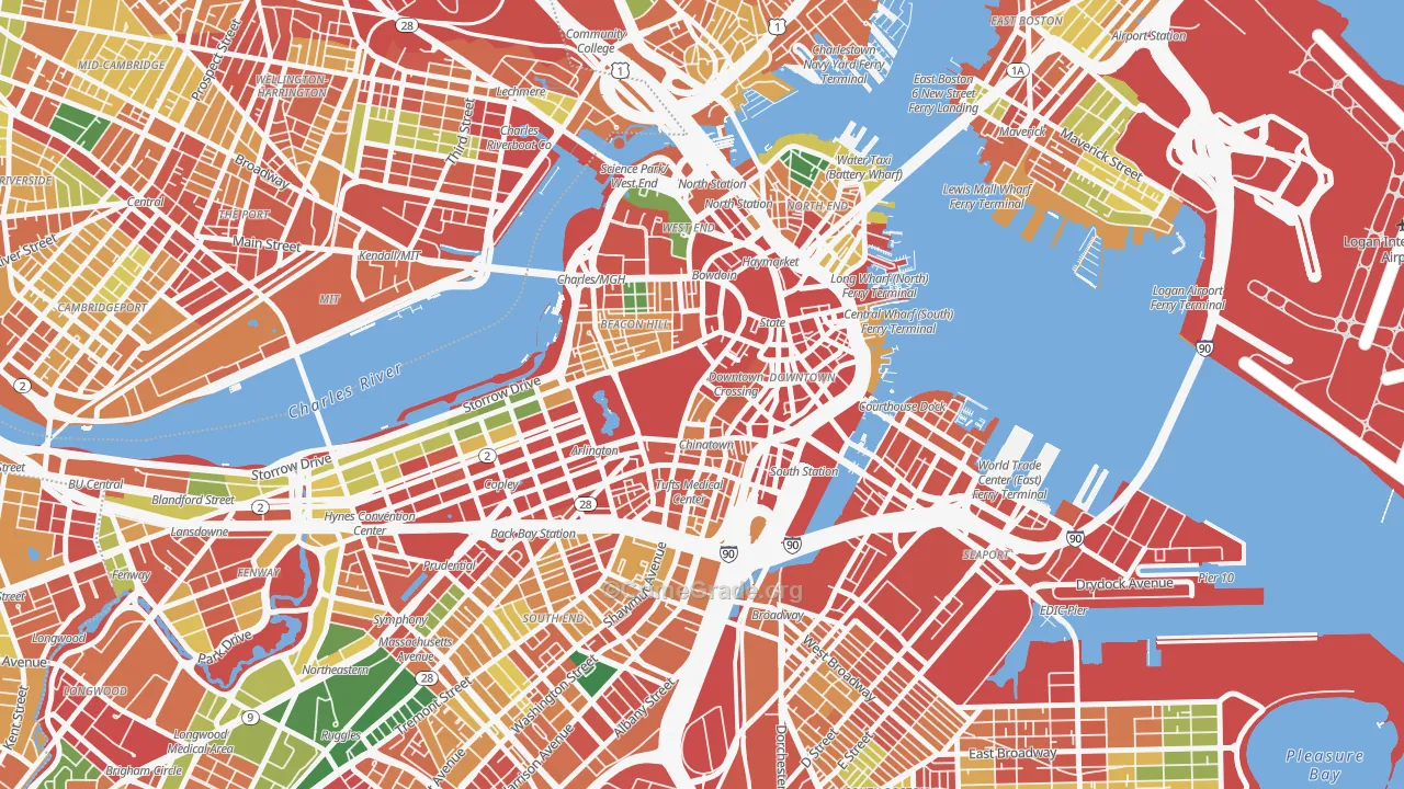 Central, Boston, MA Map of Theft Rates