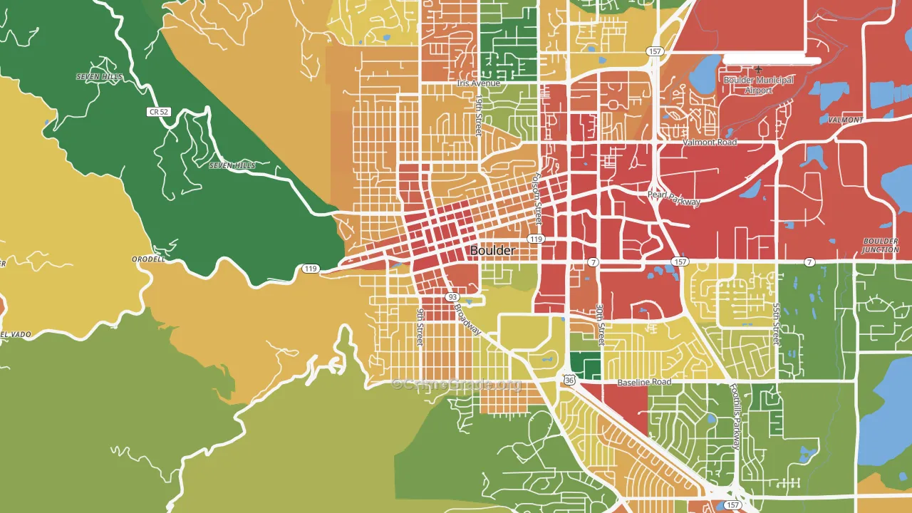 Central Boulder, Boulder, CO Map of Theft Rates
