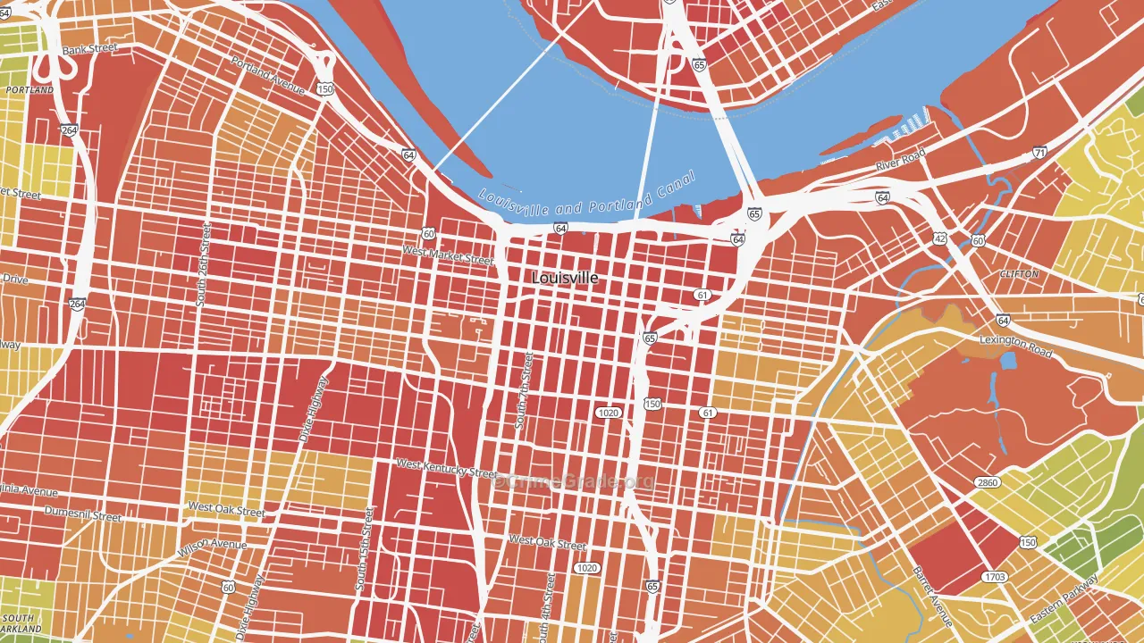 Central Business District, Louisville, KY Map of Theft Rates