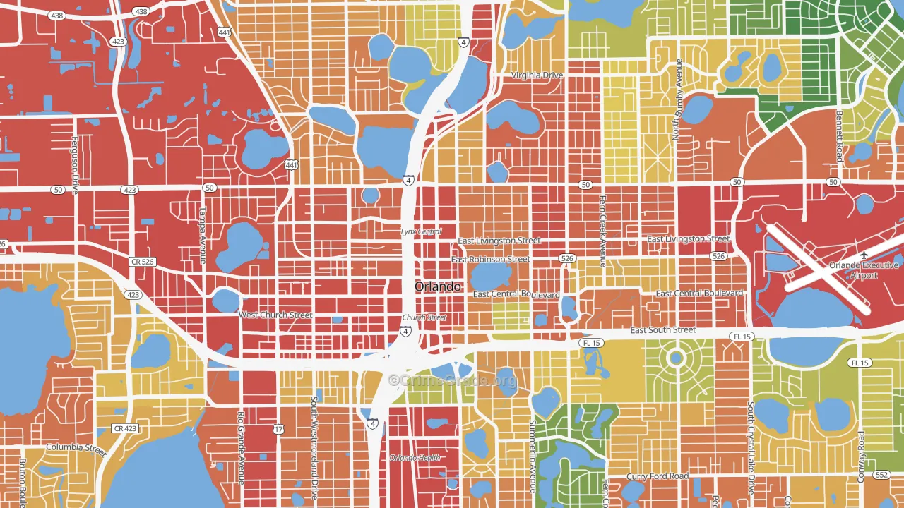Central Business District, Orlando, FL Map of Theft Rates