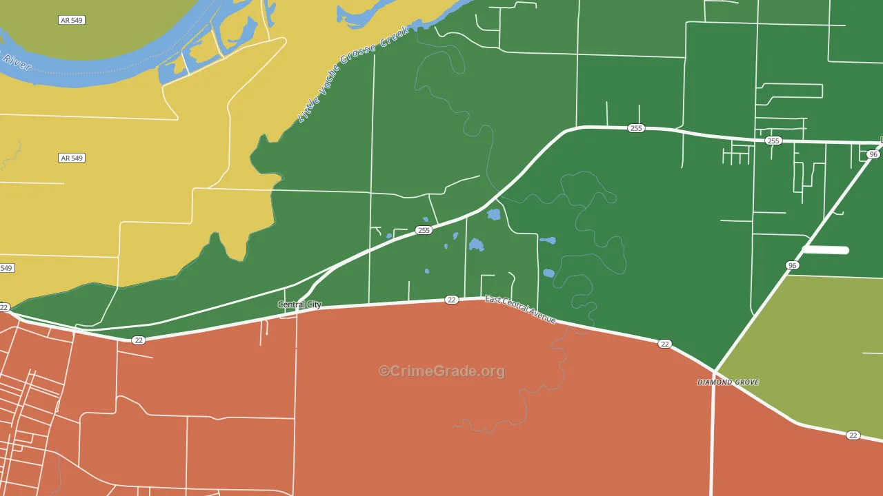 Central City, AR Map of Theft Rates