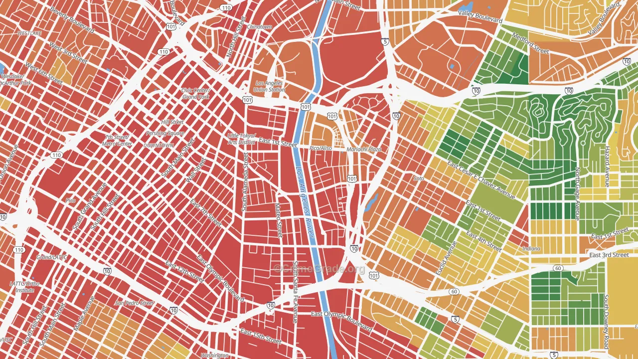 Central City East, Los Angeles, CA Map of Theft Rates