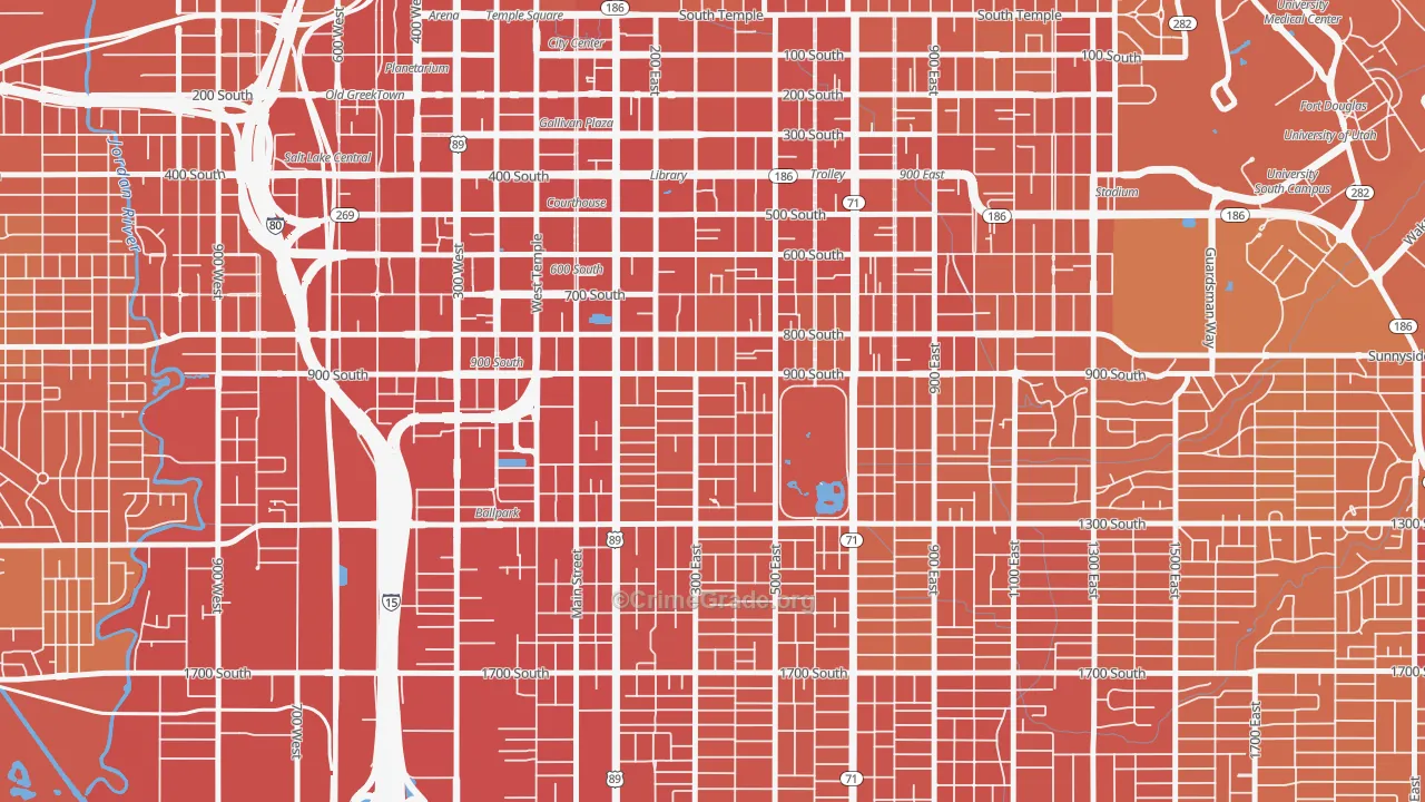 Central City Liberty Wells, Salt Lake City, UT Map of Theft Rates