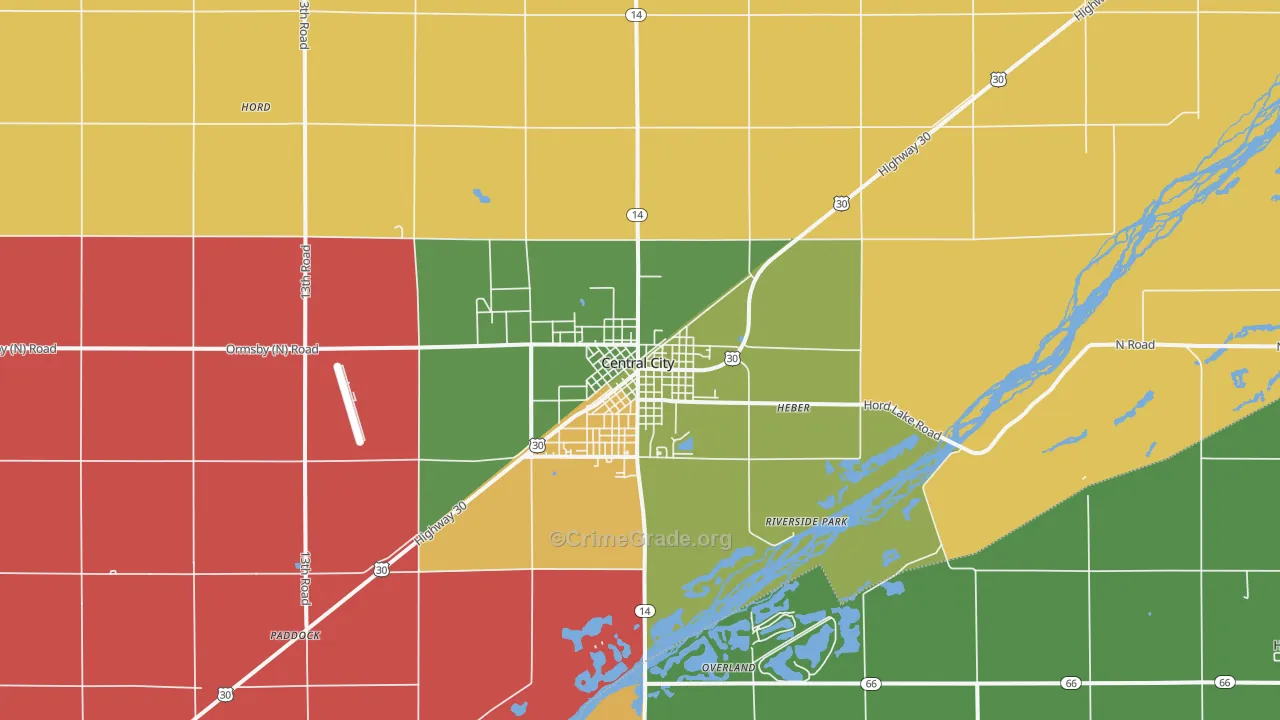 Central City, NE Map of Theft Rates