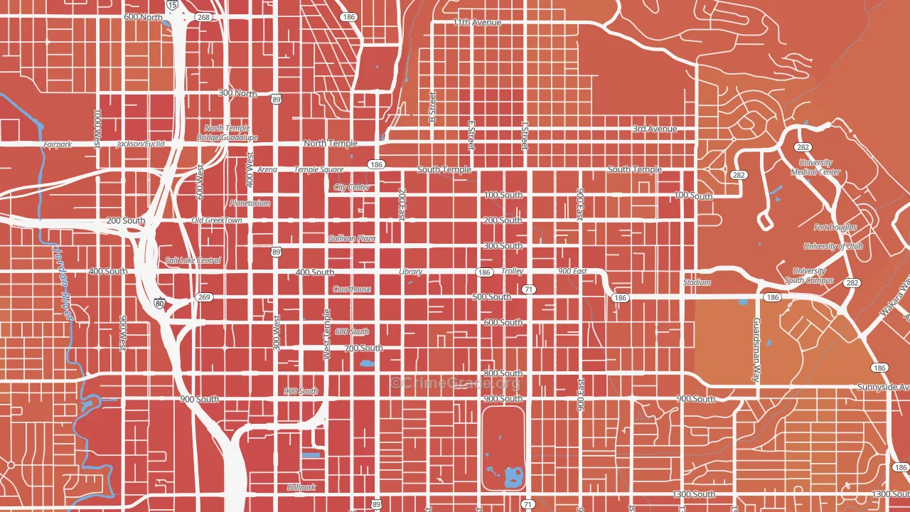Central City, Salt Lake City, UT Map of Theft Rates