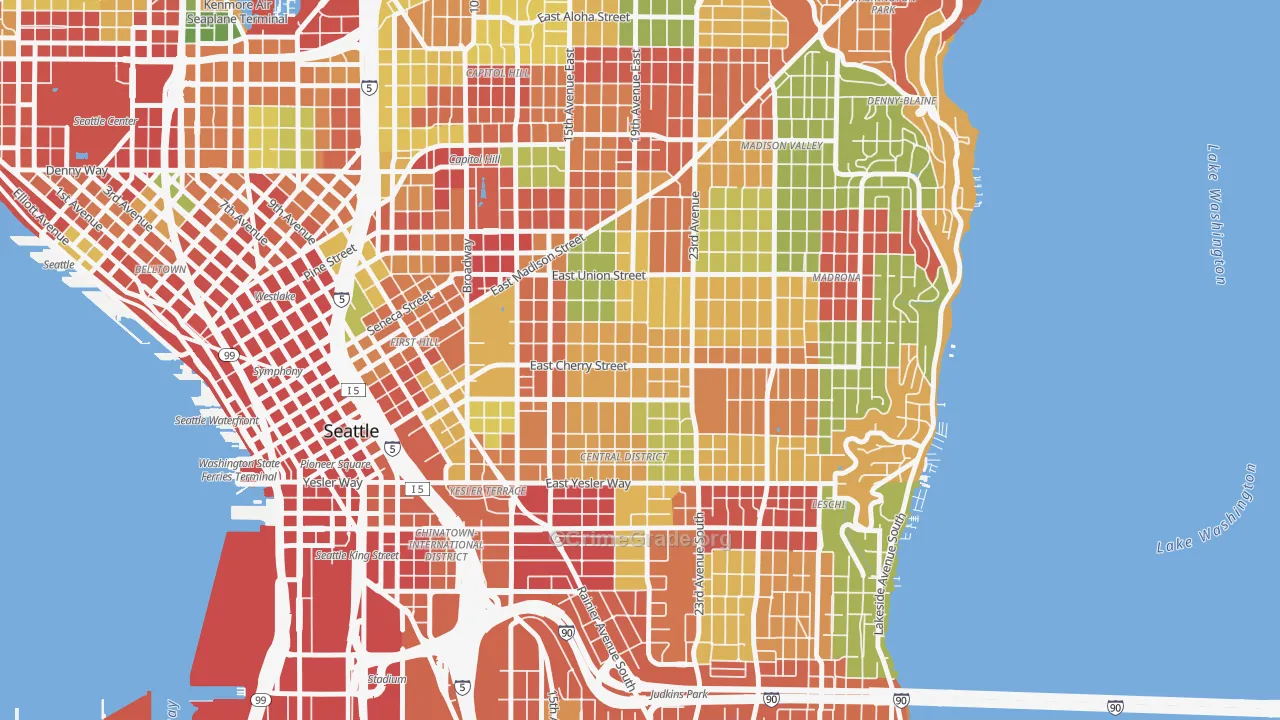Central District, Seattle, WA Map of Theft Rates