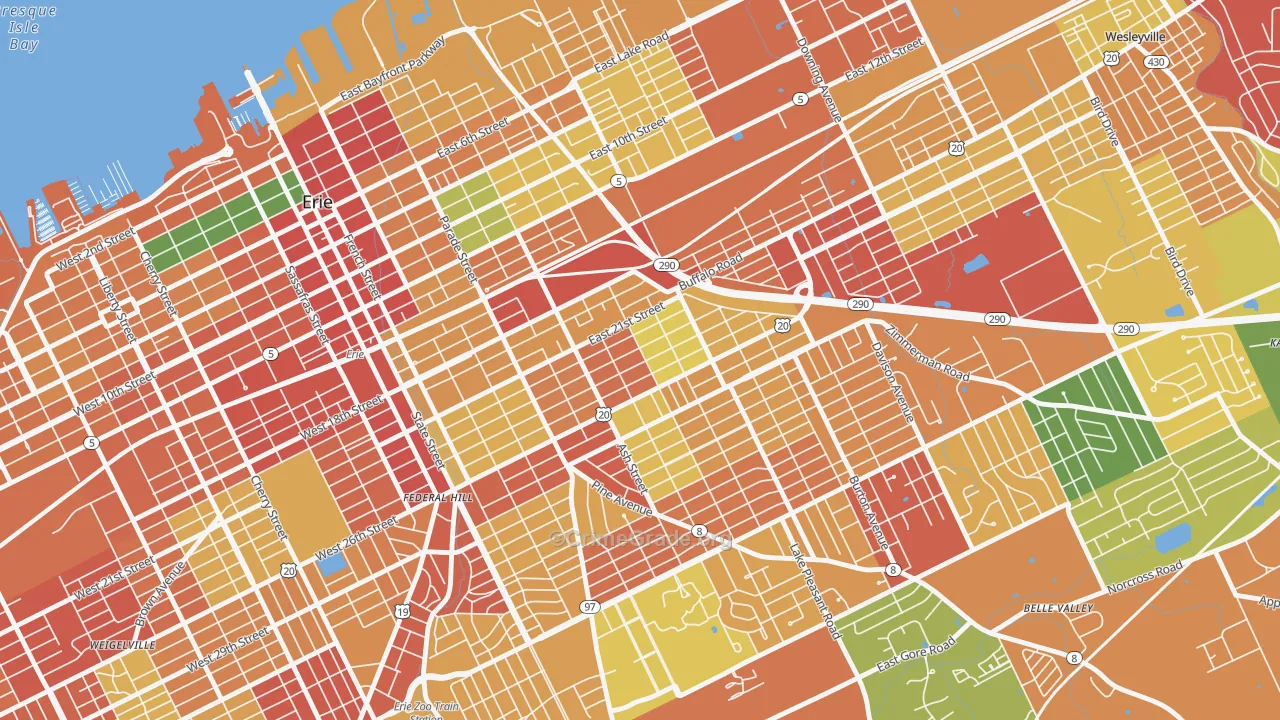Central Eastside, Erie, PA Map of Theft Rates