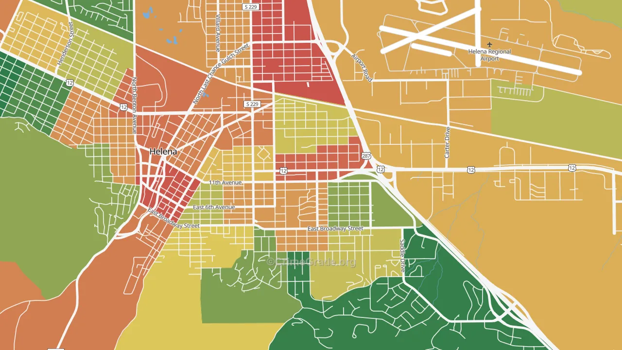 Central, Helena, MT Map of Theft Rates