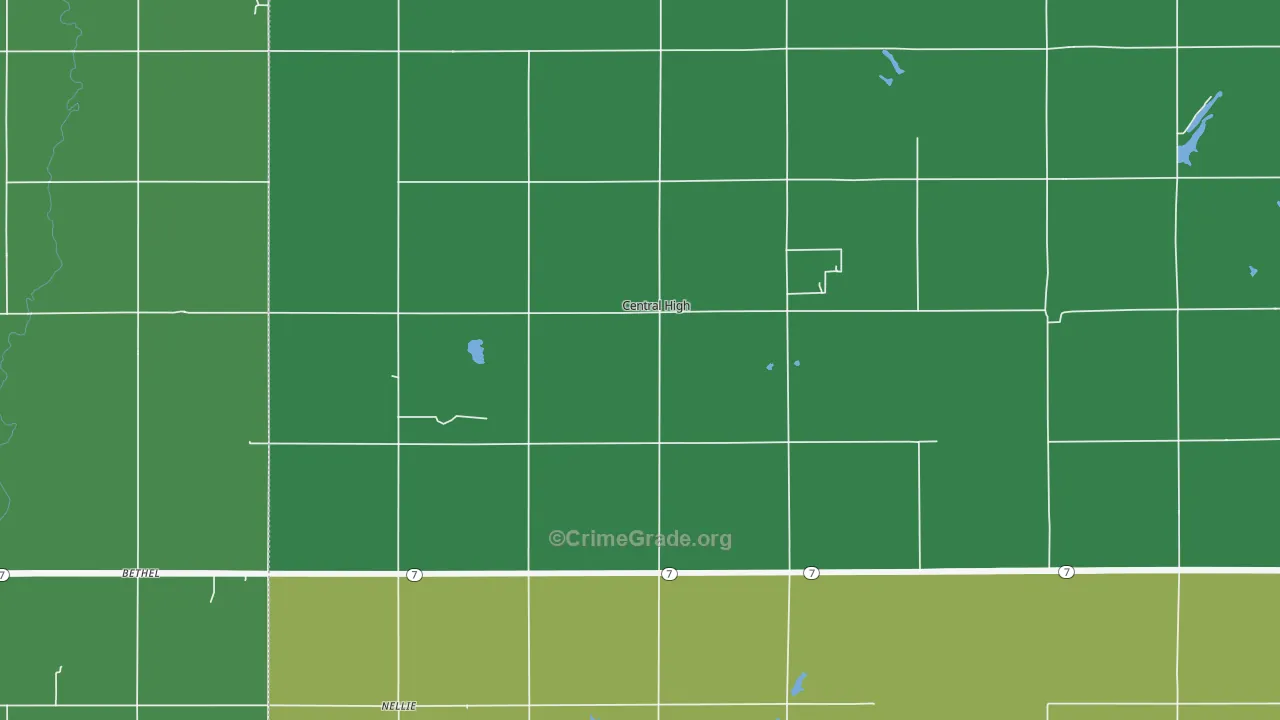 Central High, OK Map of Theft Rates