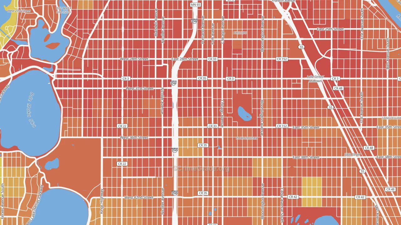 Central, Minneapolis, MN Map of Theft Rates