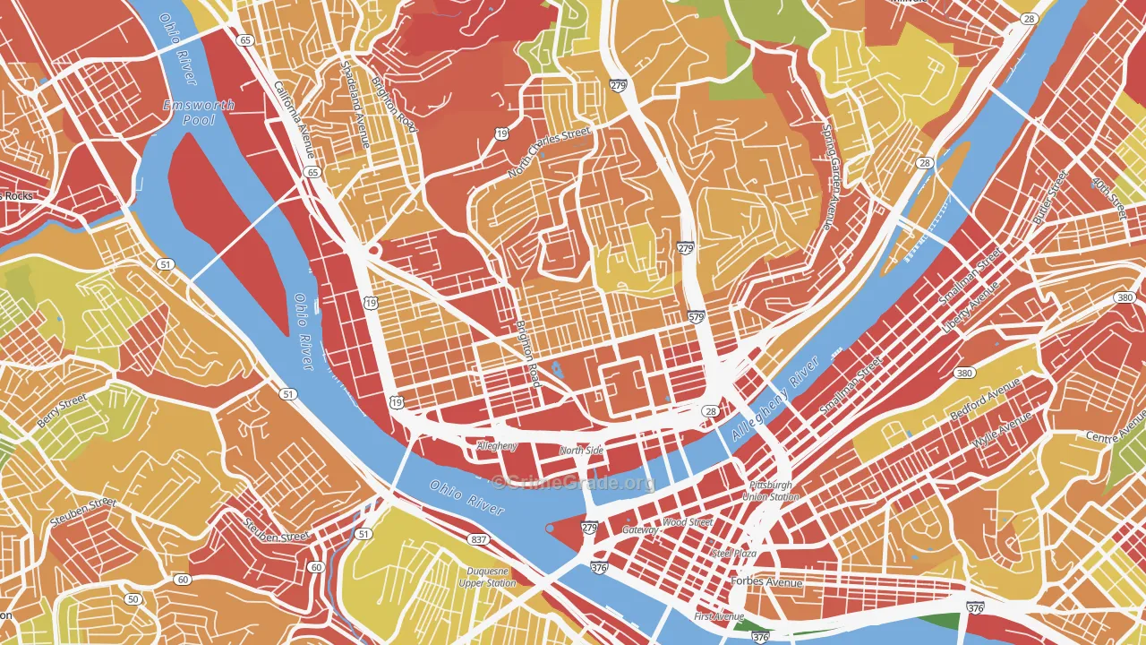 Central Northside, Pittsburgh, PA Map of Theft Rates