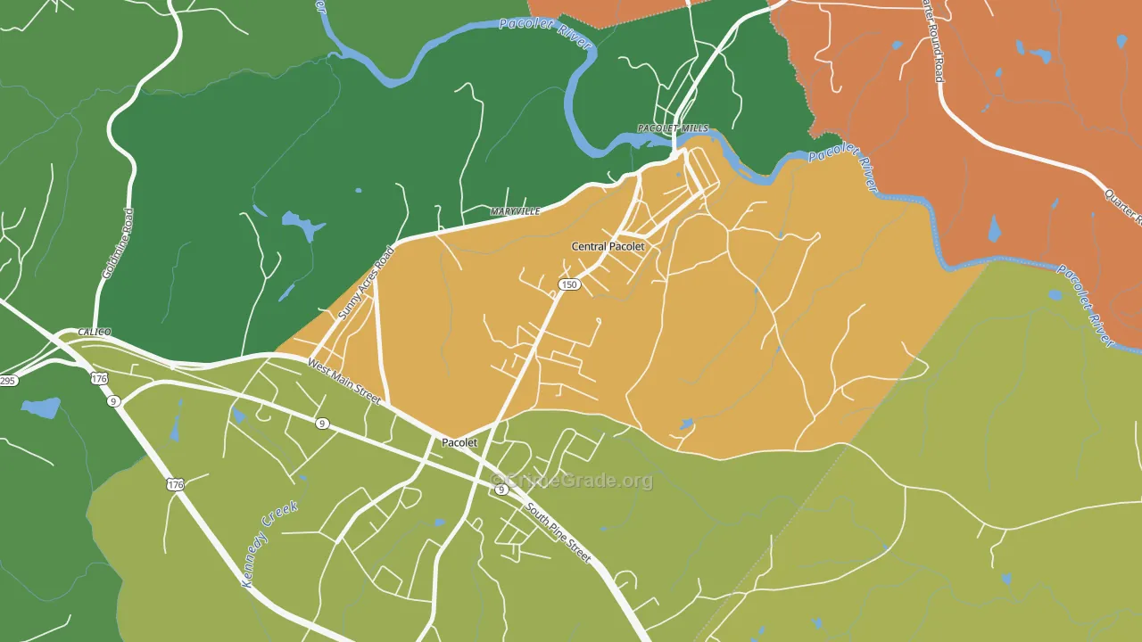 Central Pacolet, SC Map of Theft Rates