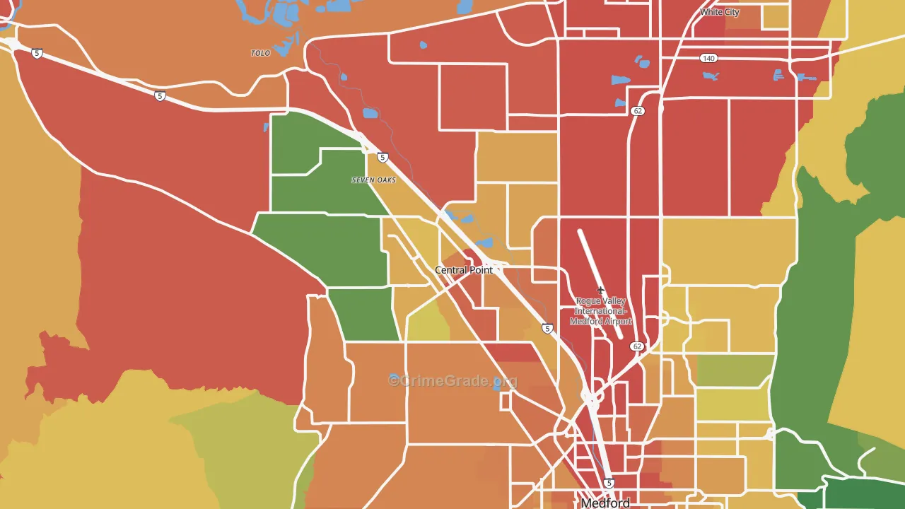Central Point, OR Map of Theft Rates