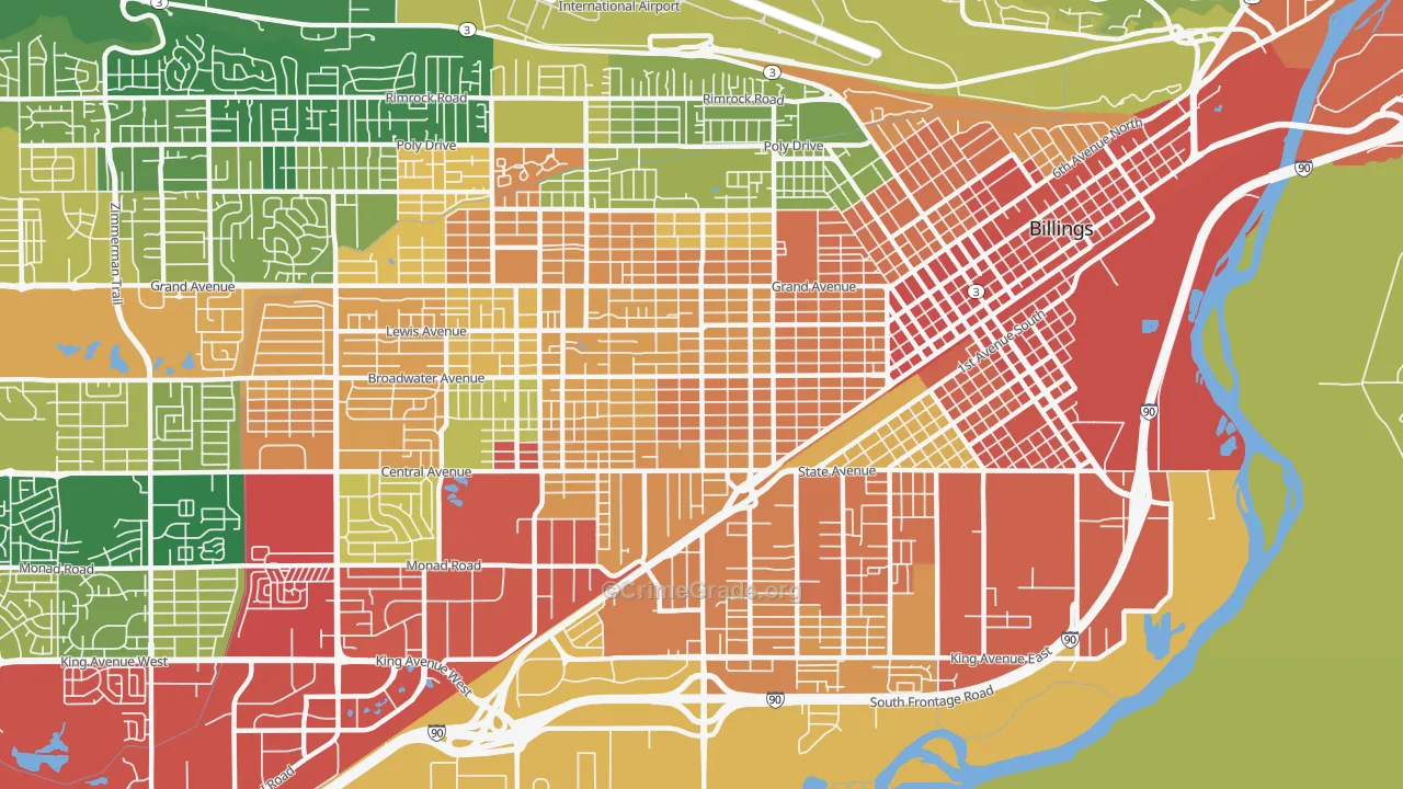 Central Terry, Billings, MT Map of Theft Rates