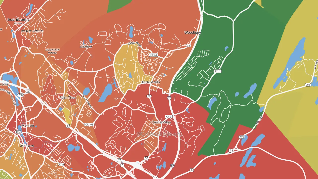 Central Valley, NY Map of Theft Rates