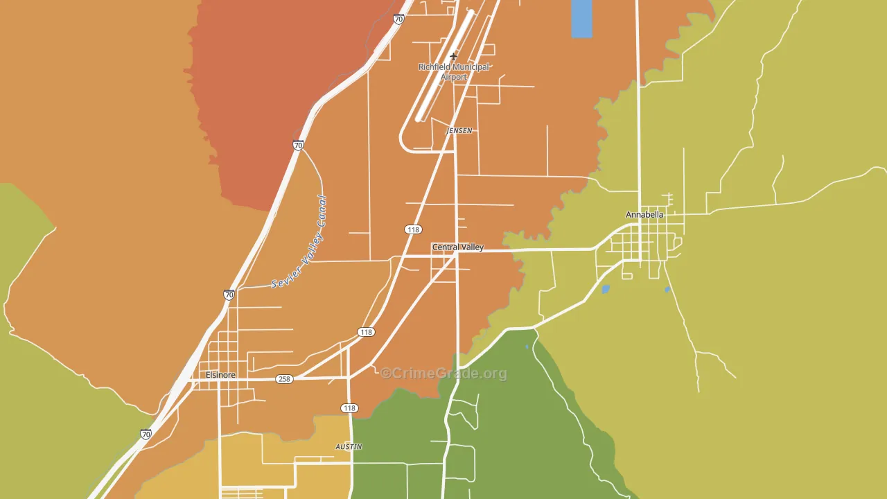 Central Valley, UT Map of Theft Rates
