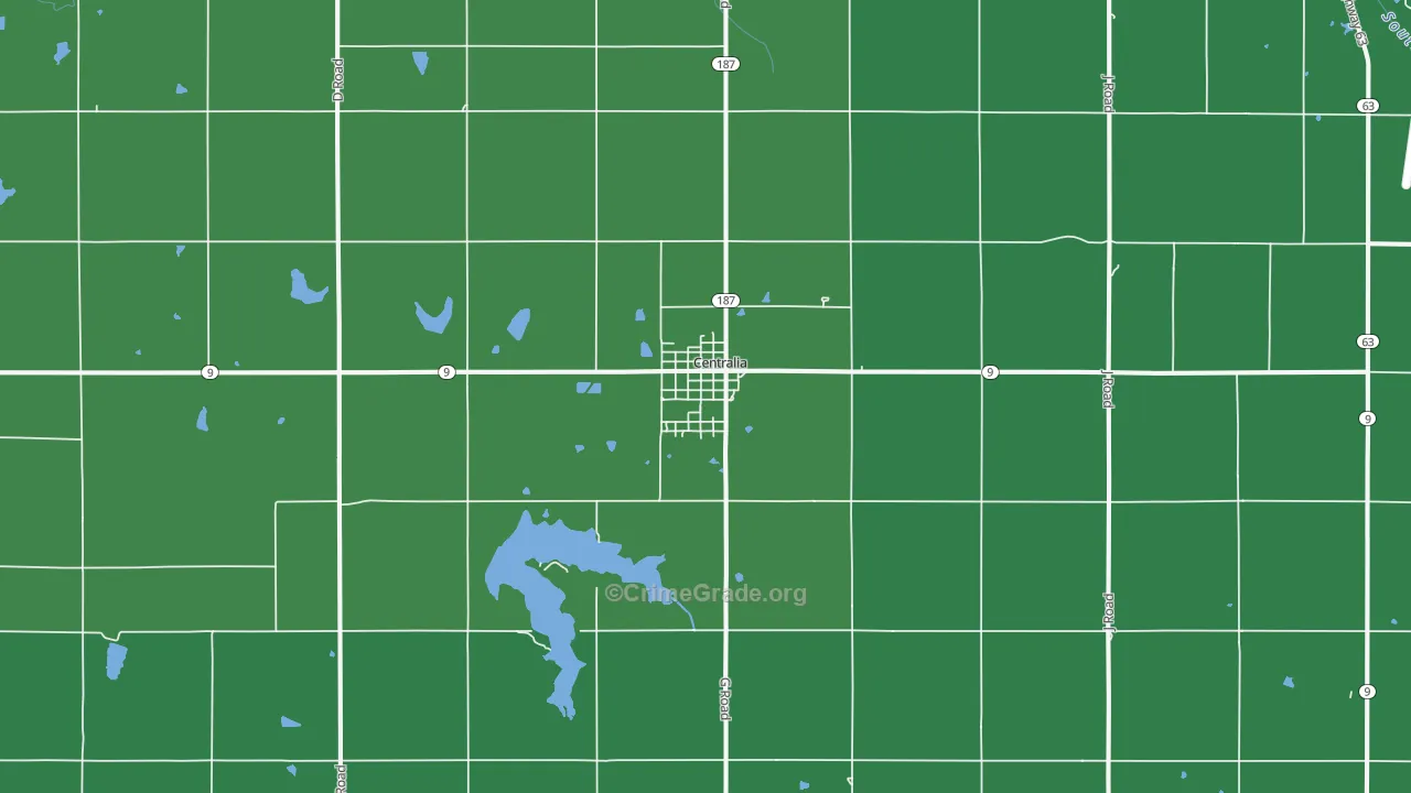 Centralia, KS Map of Theft Rates