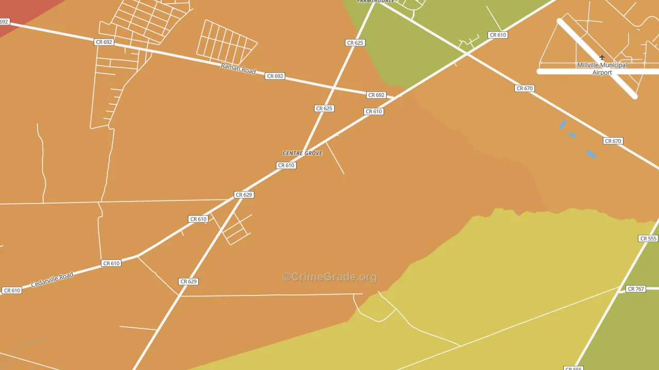 Centre Grove, NJ Map of Theft Rates