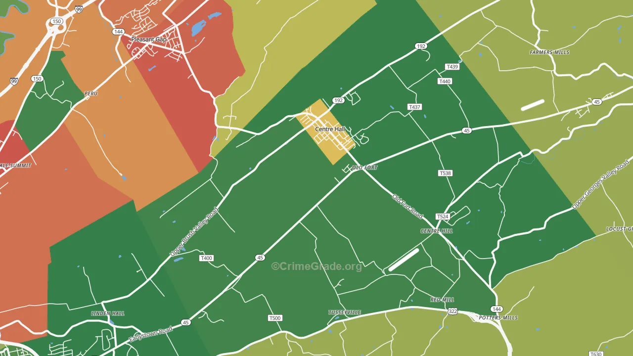 Centre Hall, PA Map of Theft Rates