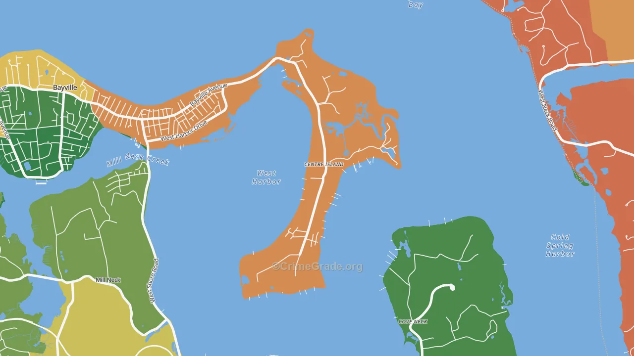 Centre Island, NY Map of Theft Rates