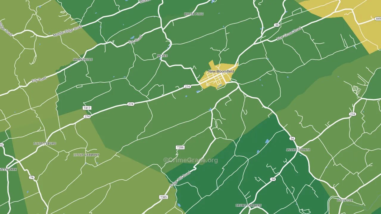 Centre, PA Map of Theft Rates