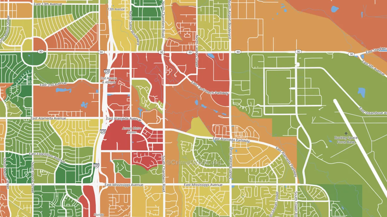 Centretech, Aurora, CO Map of Theft Rates