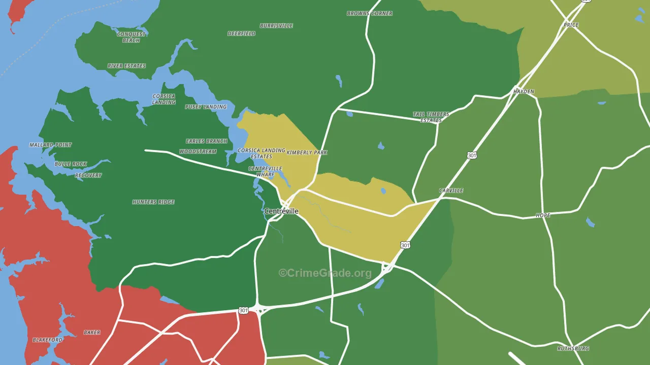 Centreville, MD Map of Theft Rates