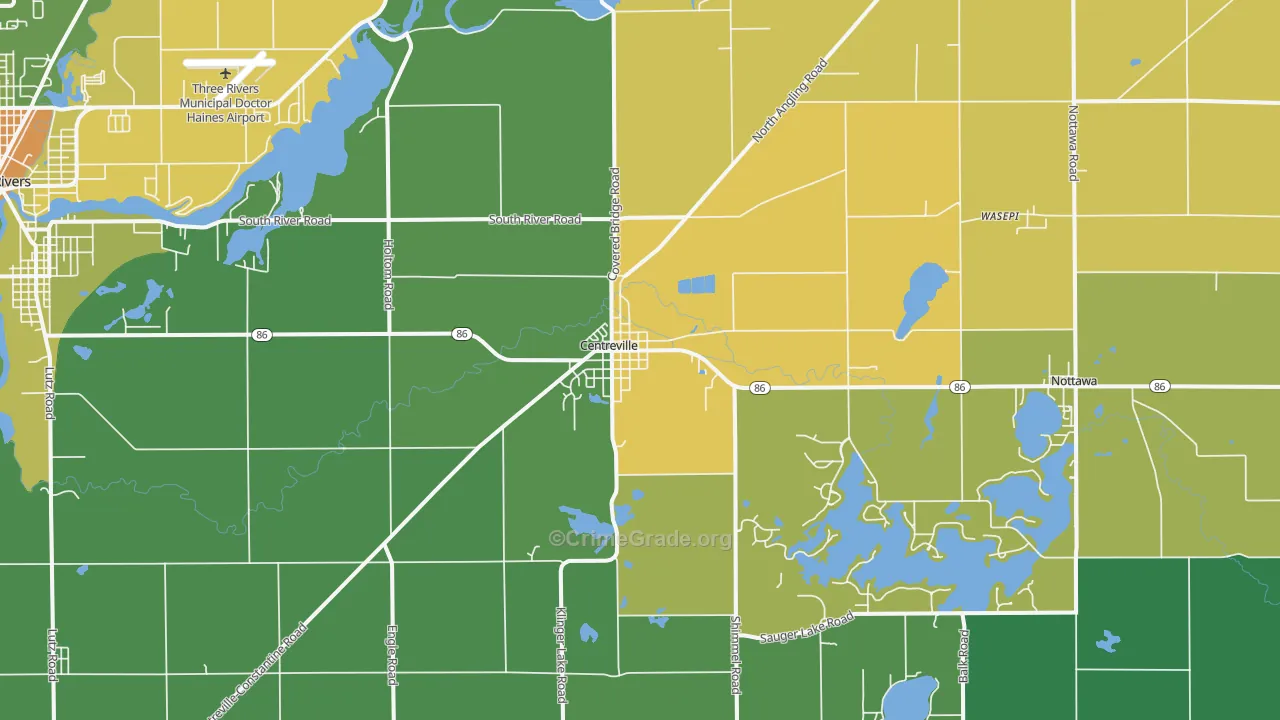 Centreville, MI Map of Theft Rates