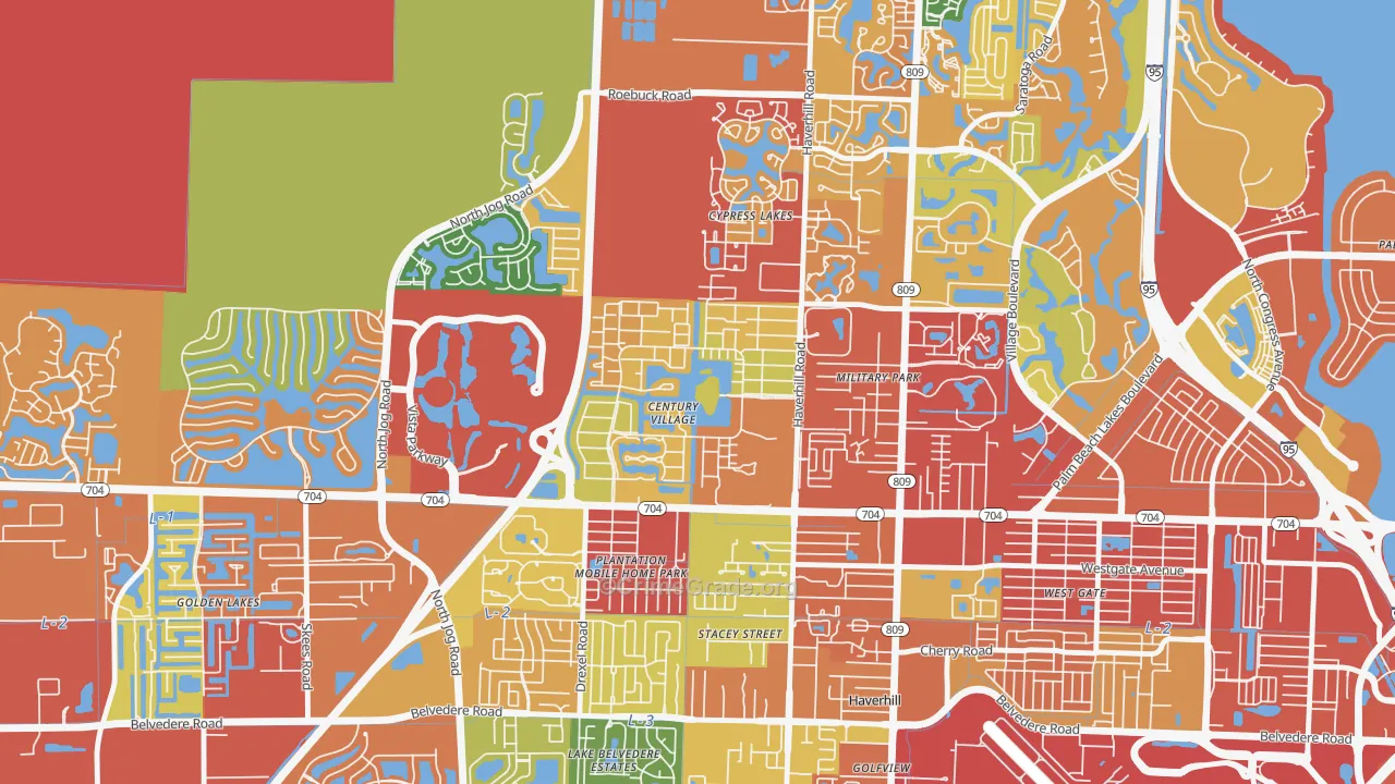 Century Village, West Palm Beach, FL Map of Theft Rates