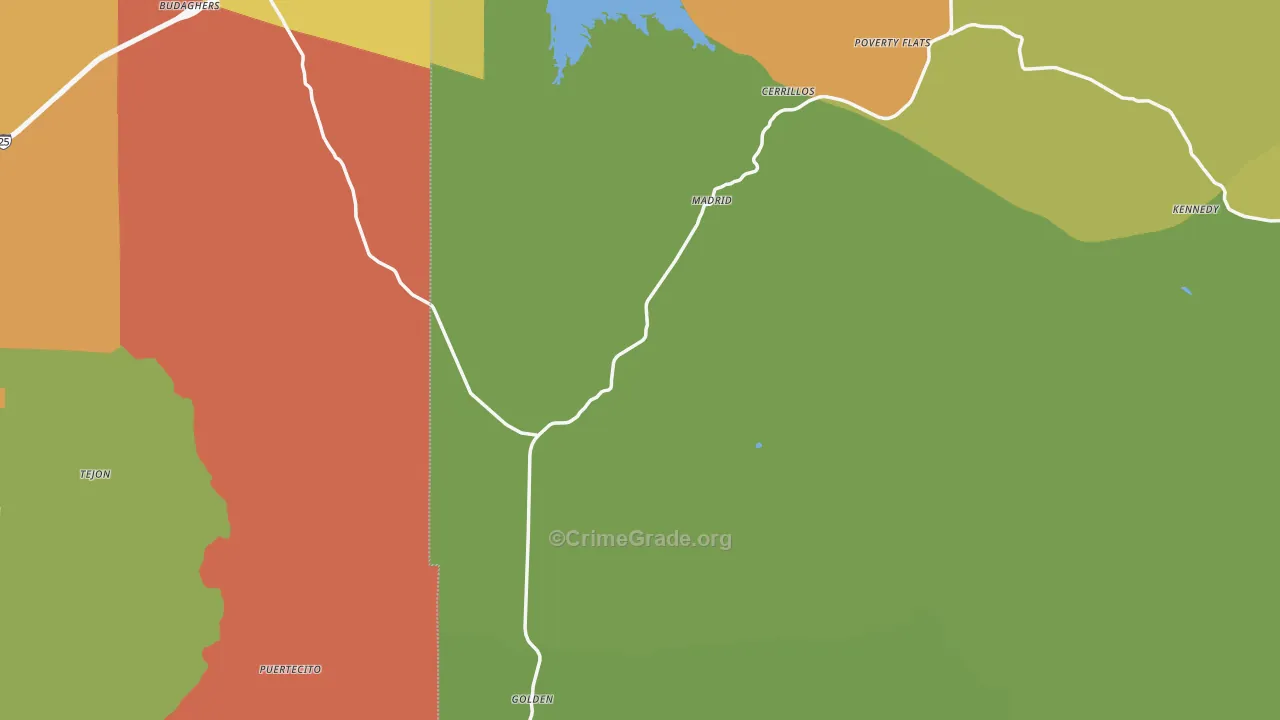 Cerrillos, NM Map of Theft Rates