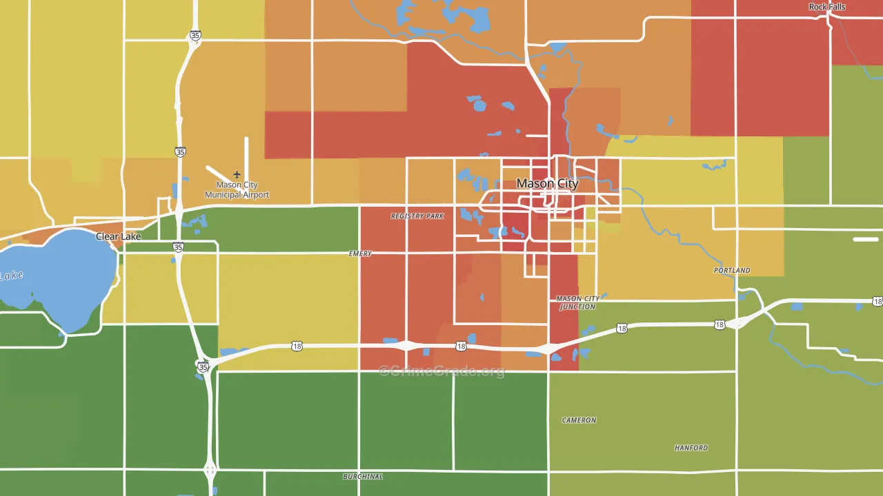 Cerro Gordo County, IA Map of Theft Rates