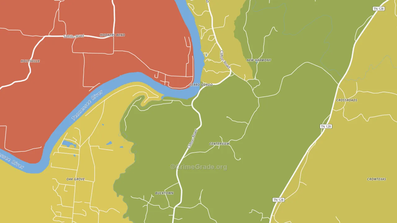 Cerro Gordo, TN Map of Theft Rates
