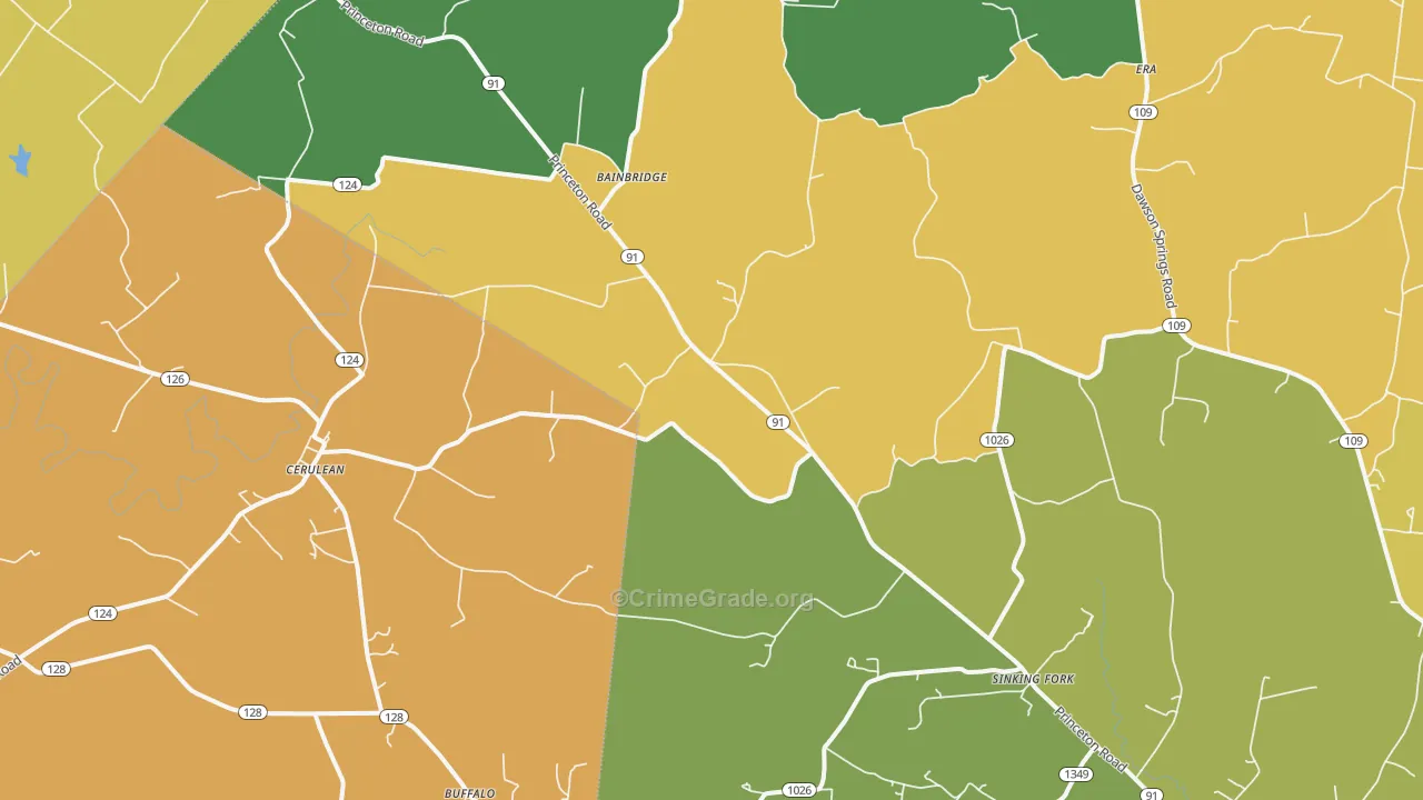 Cerulean, KY Map of Theft Rates