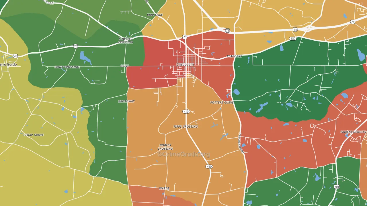Chadbourn, NC Map of Theft Rates