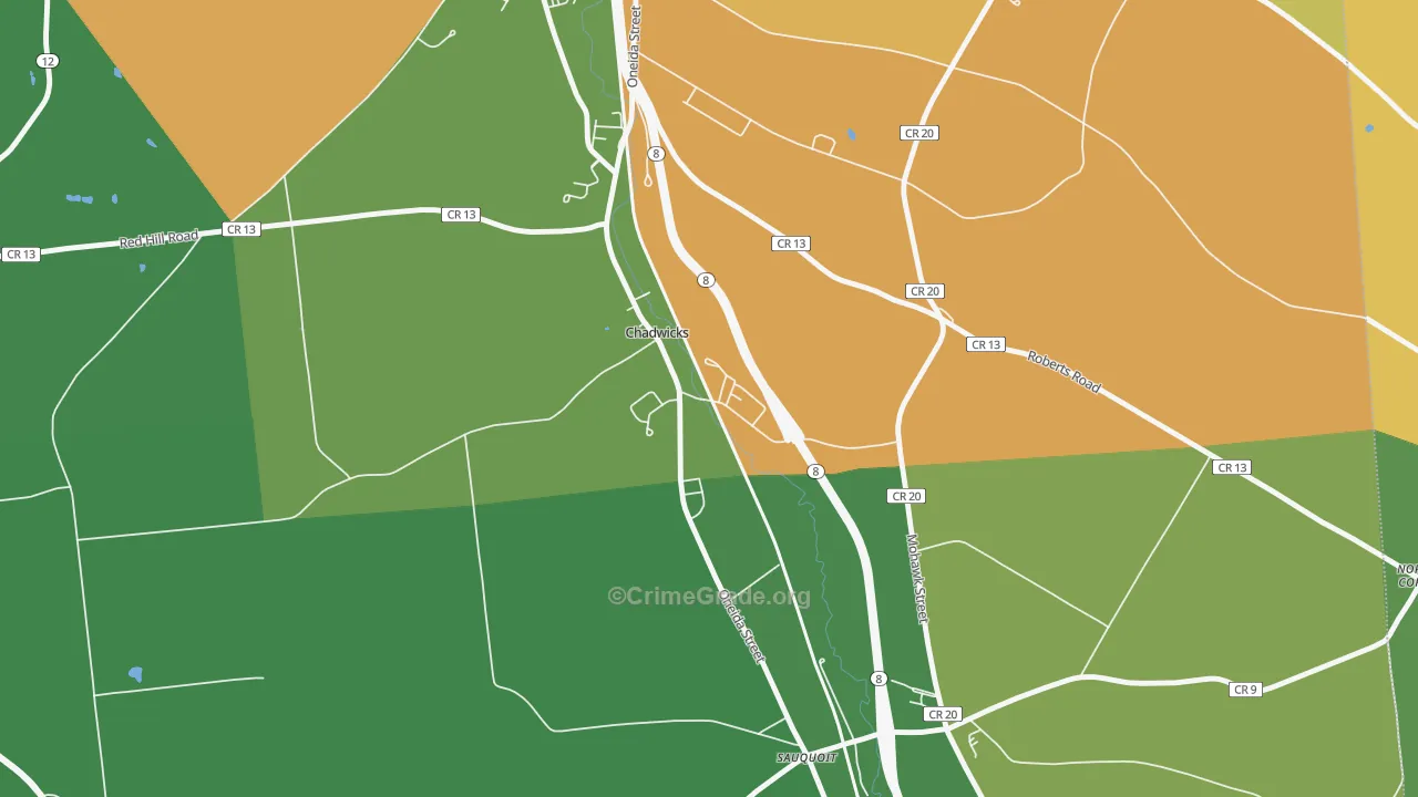 Chadwicks, NY Map of Theft Rates