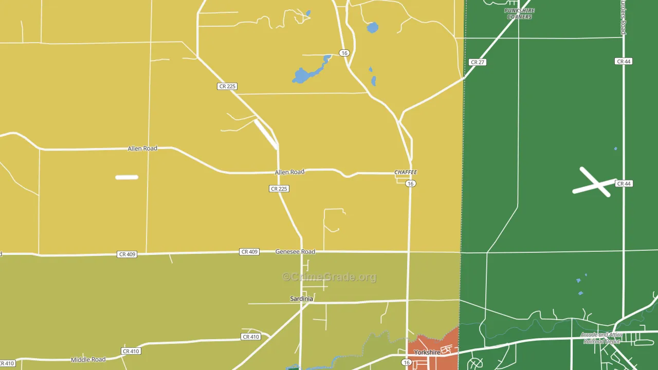 Chaffee, NY Map of Theft Rates